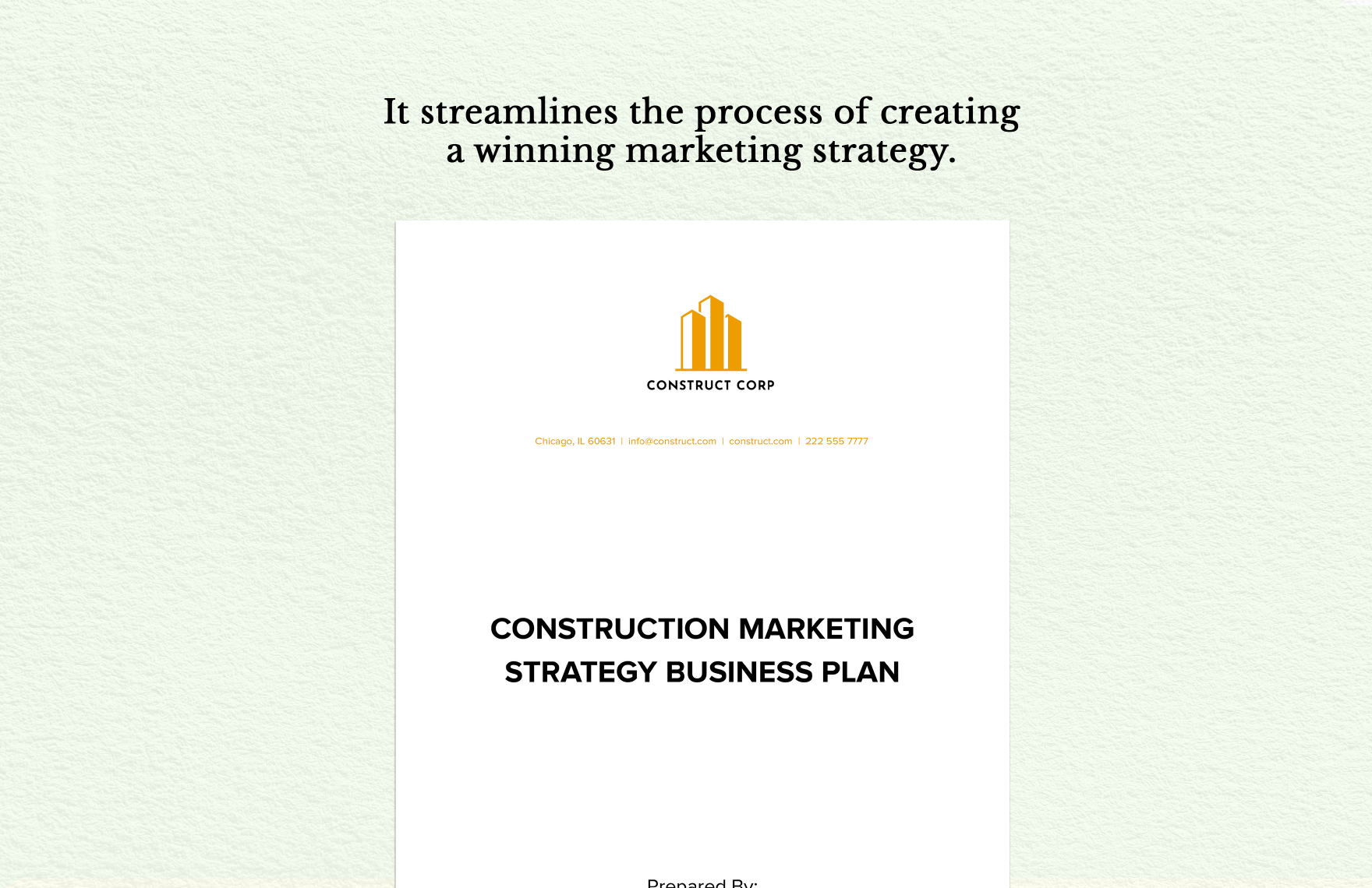 Construction Marketing Strategy Business Plan 