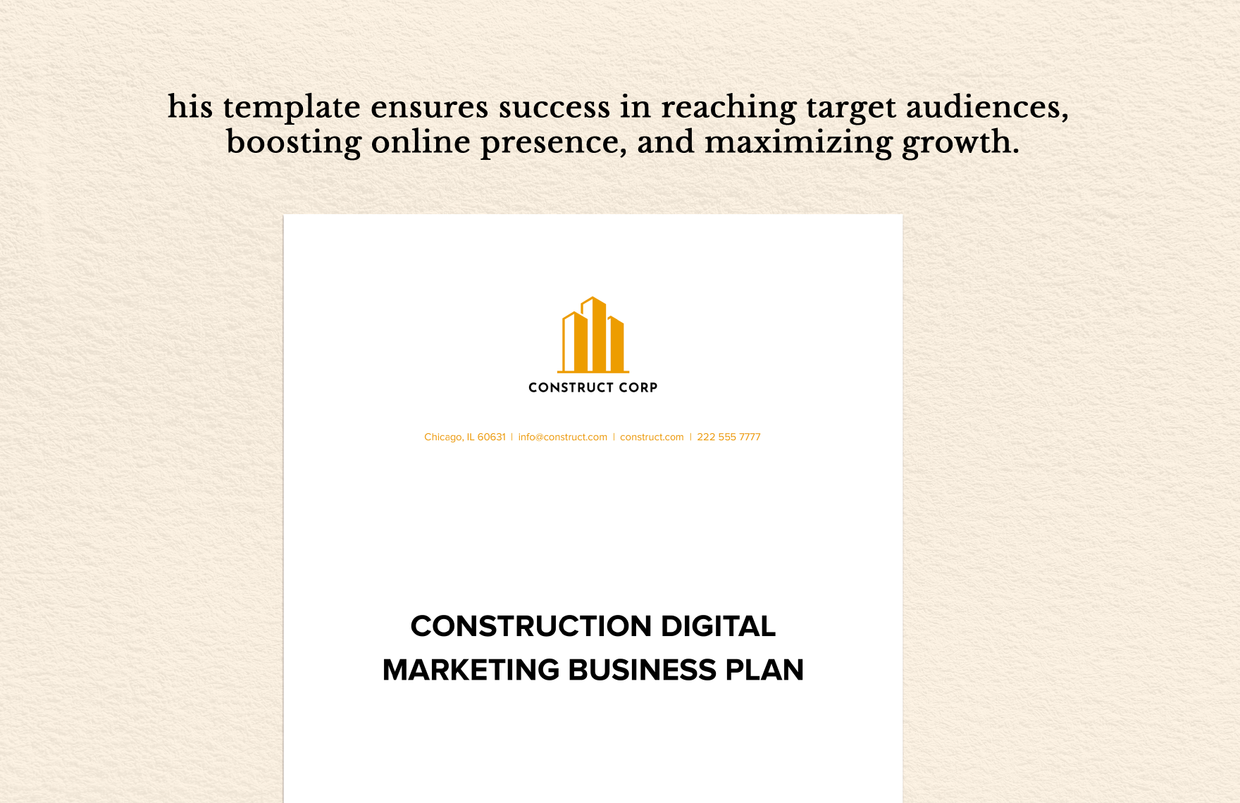 Construction Digital Marketing Business Plan