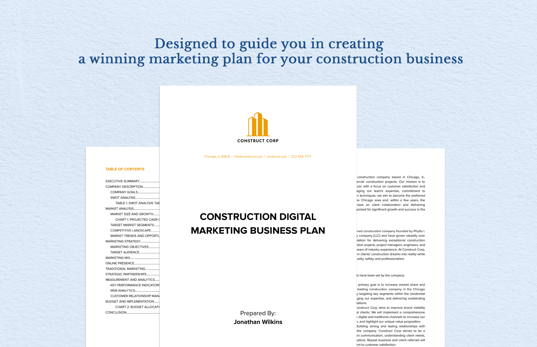 Construction Advertising Marketing Business Plan 