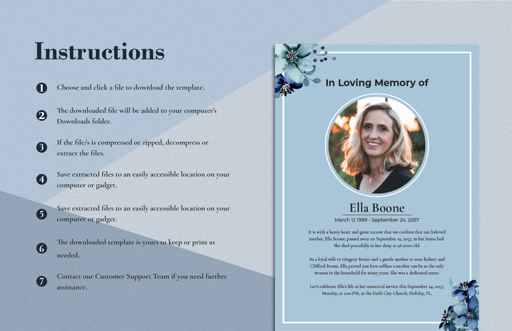 Mother Memorial Obituary Template