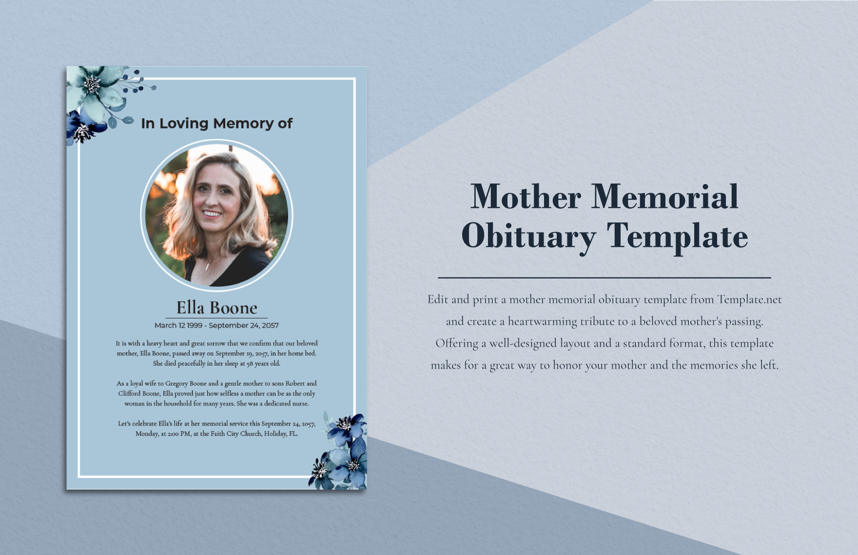 Mother Memorial Obituary Template