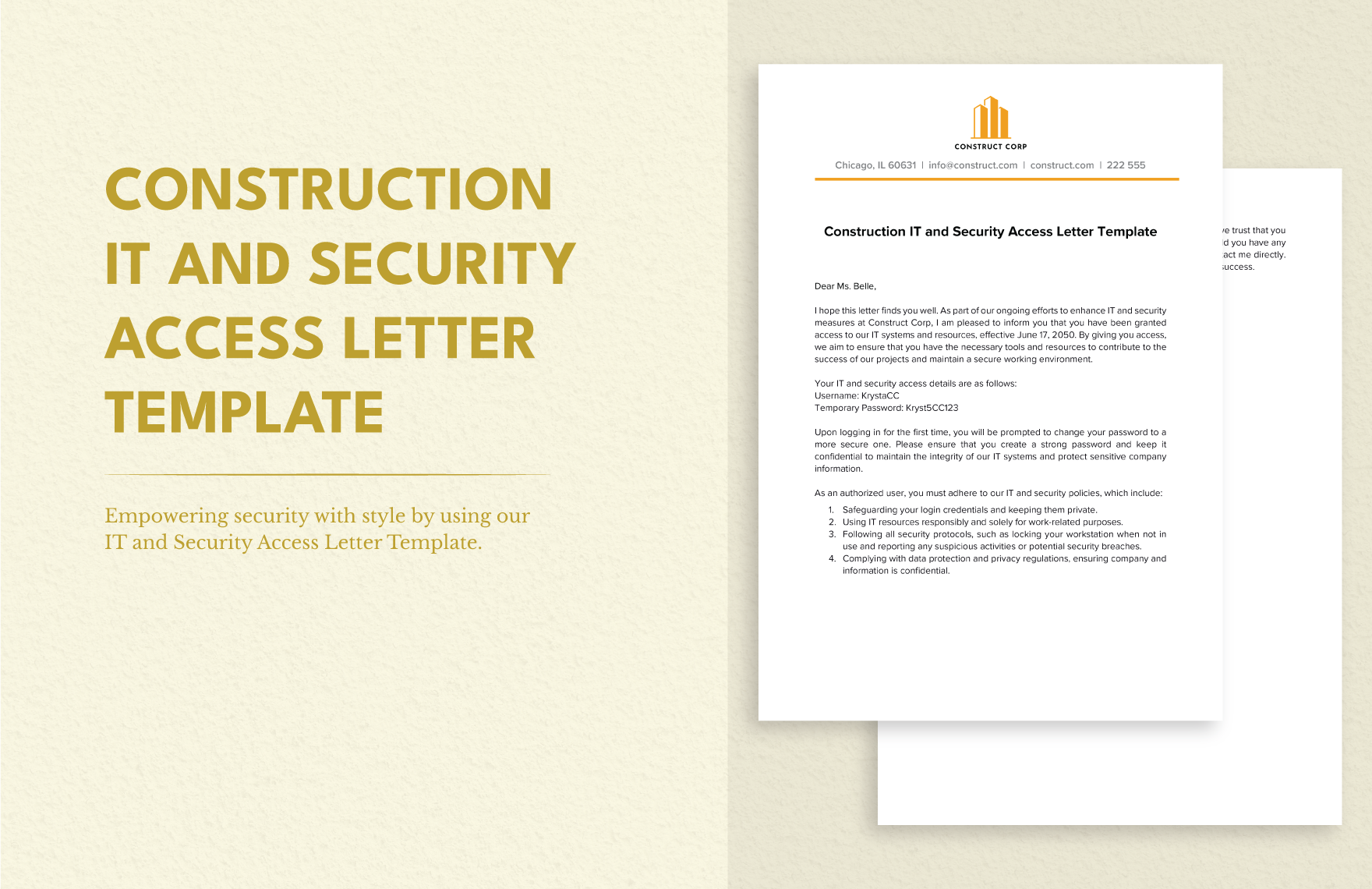 Construction IT and Security Access Letter Template