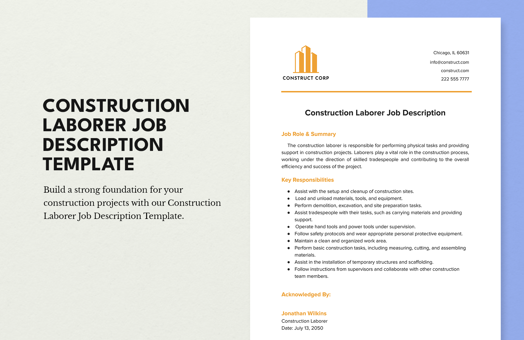 Editable Construction Word Templates Design, Free, Download