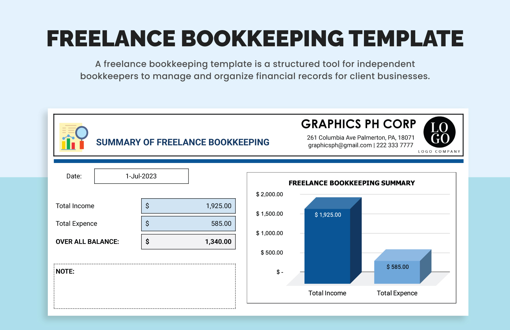 Freelance Bookkeeping Template