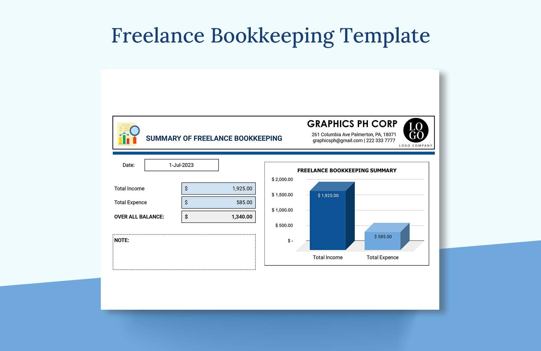 Freelance Bookkeeping Template Download in Excel Google Sheets