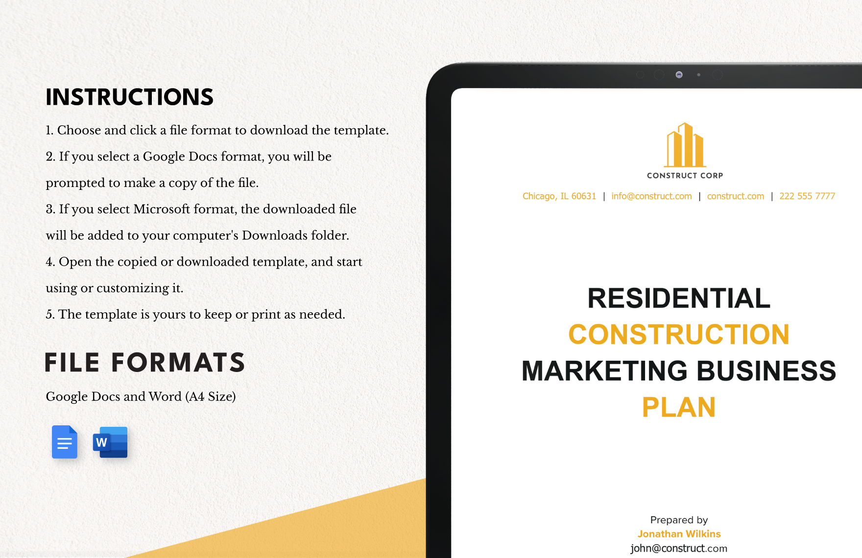 Residential Construction Marketing Business Plan Template