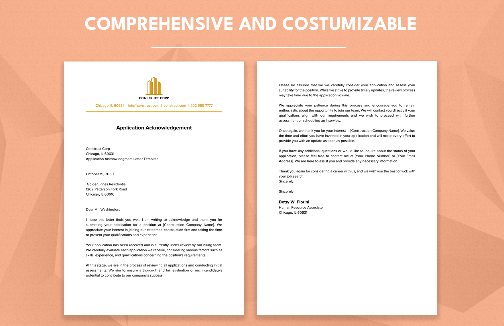 Application Acknowledgment Letter Template