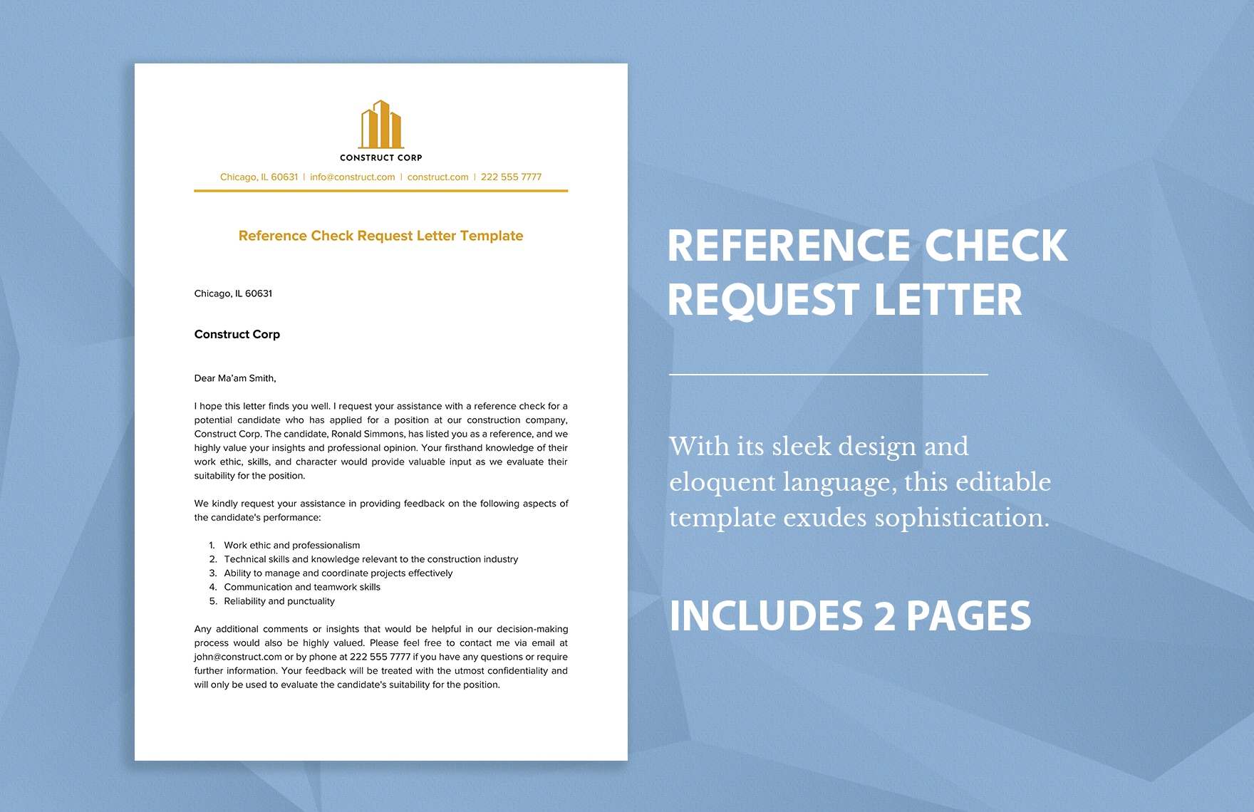 Reference Check Request Letter