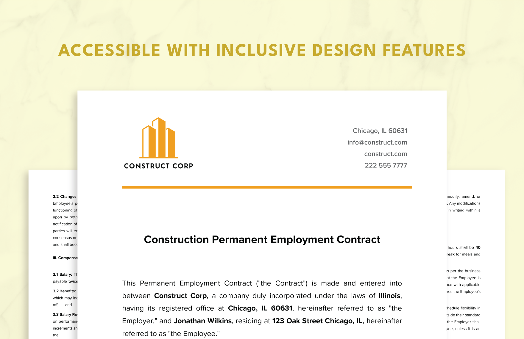 Construction Permanent Employment Contract Template