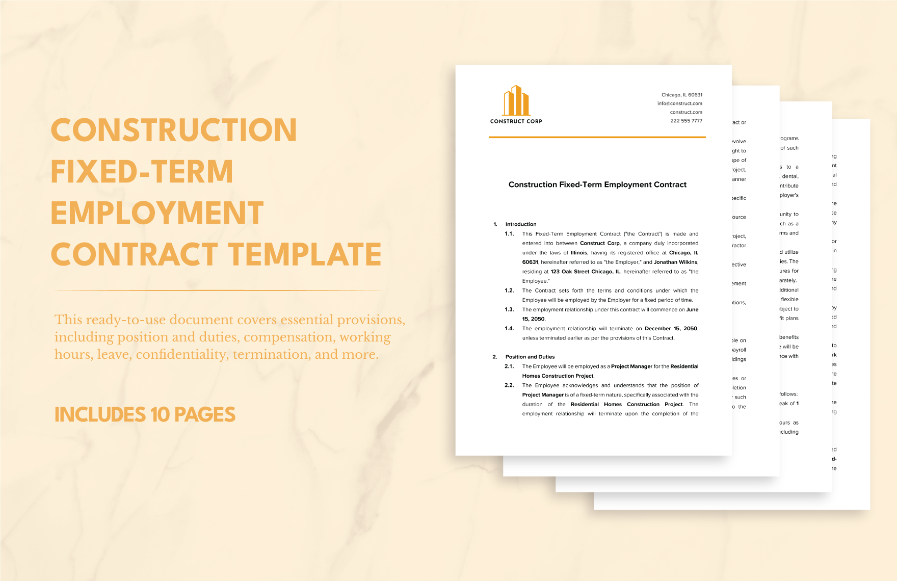 Construction Fixed-Term Employment Contract Template