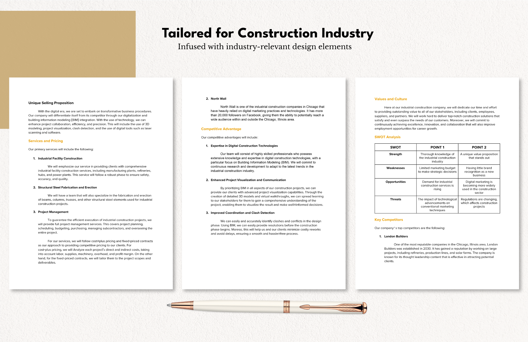 Industrial Construction Marketing Business Plan Template