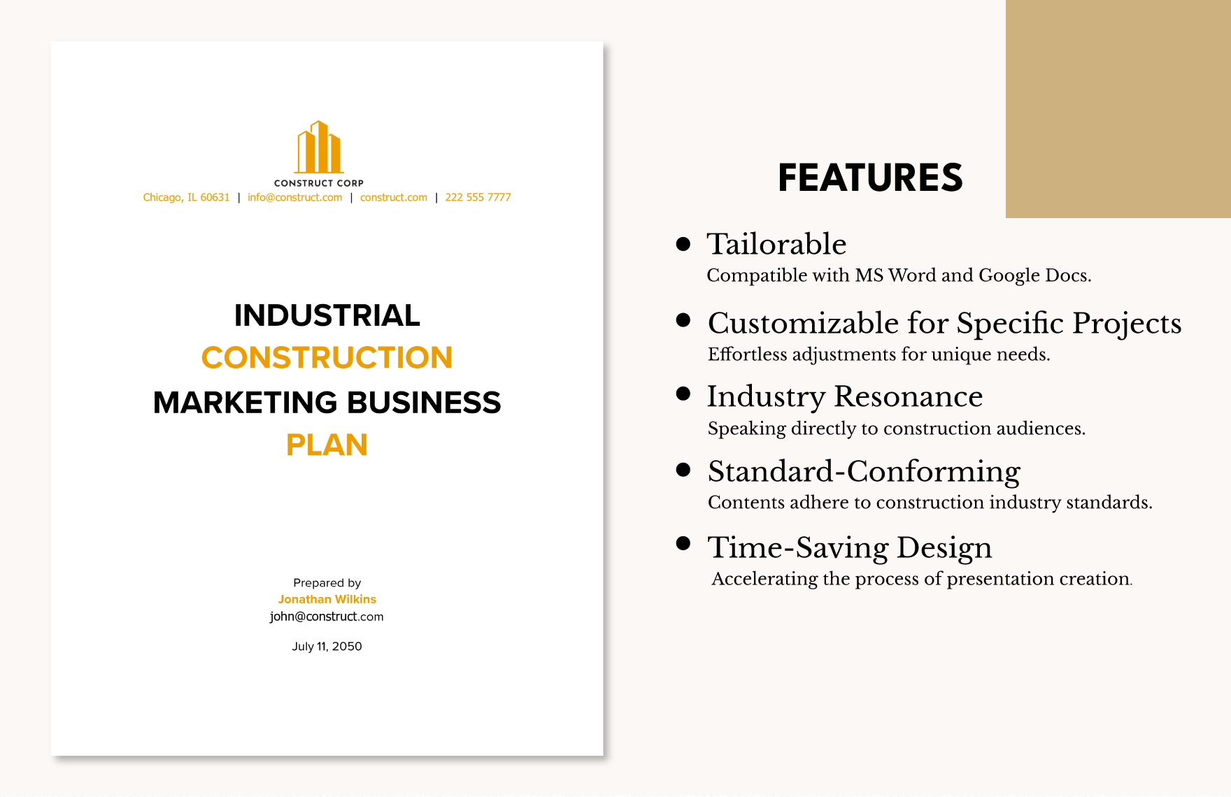 Industrial Construction Marketing Business Plan Template