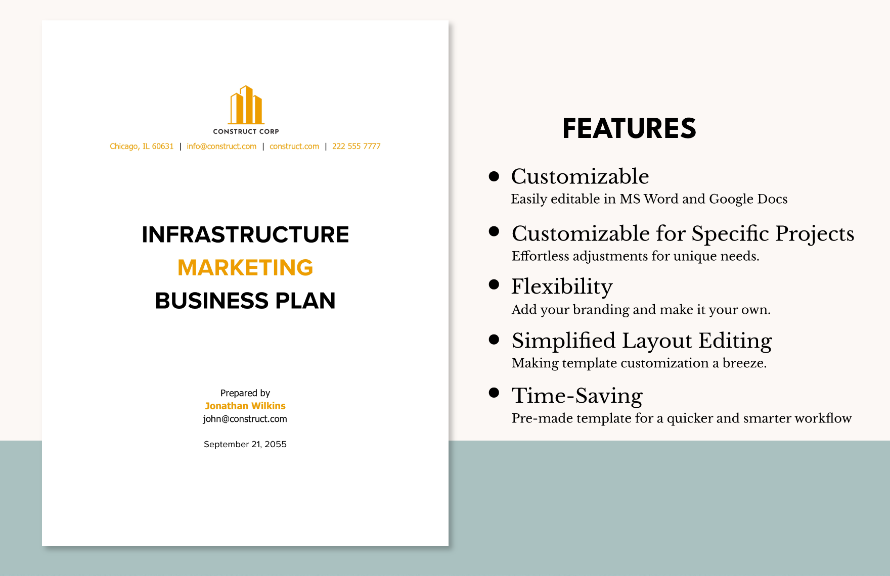 Infrastructure Construction Marketing Business Plan Template