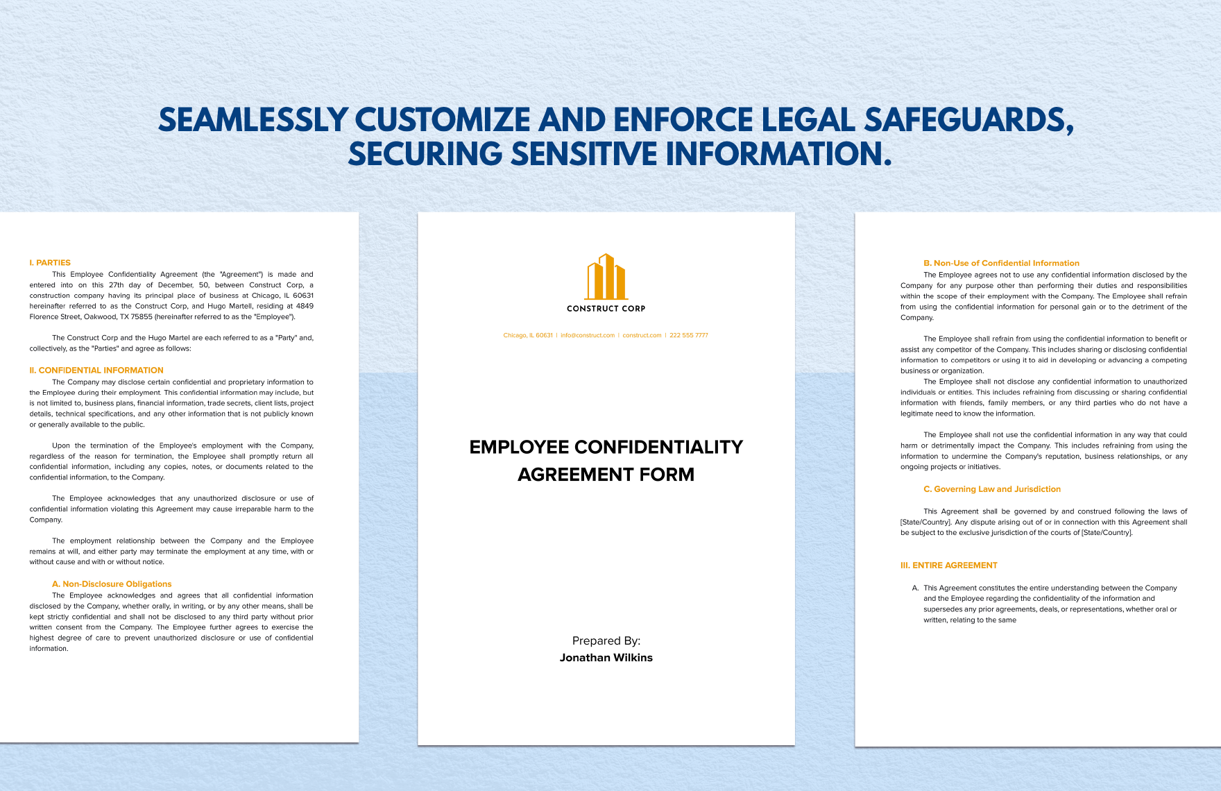 Employee Confidentiality Agreement Form 