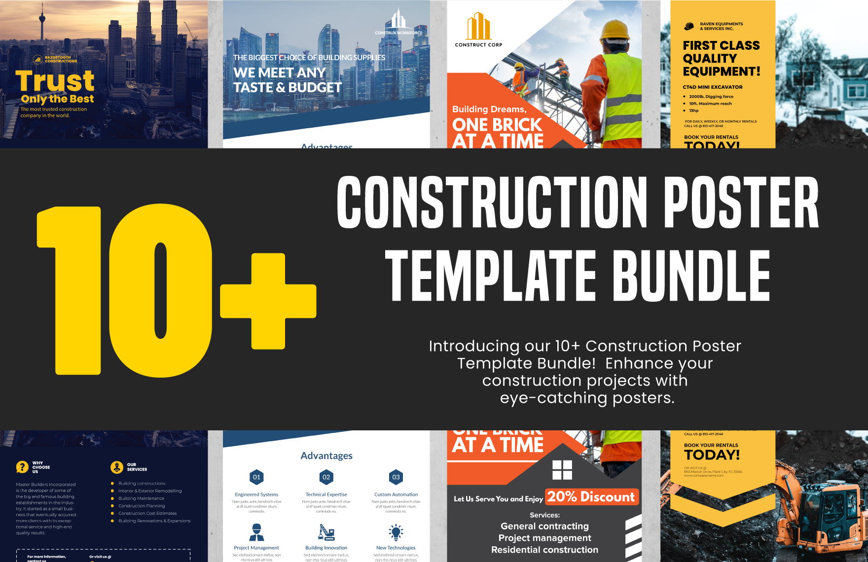 10+ Construction Poster Template Bundle