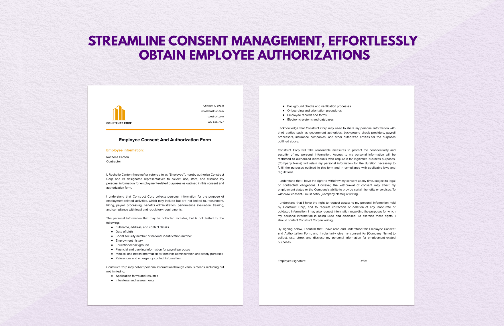 Employee Consent and Authorization Form