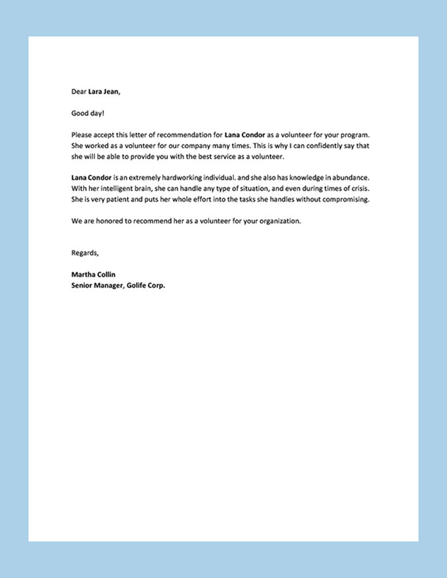 Brilliant Strategies Of Info About Volunteer Reference Letter Template It Security Resume