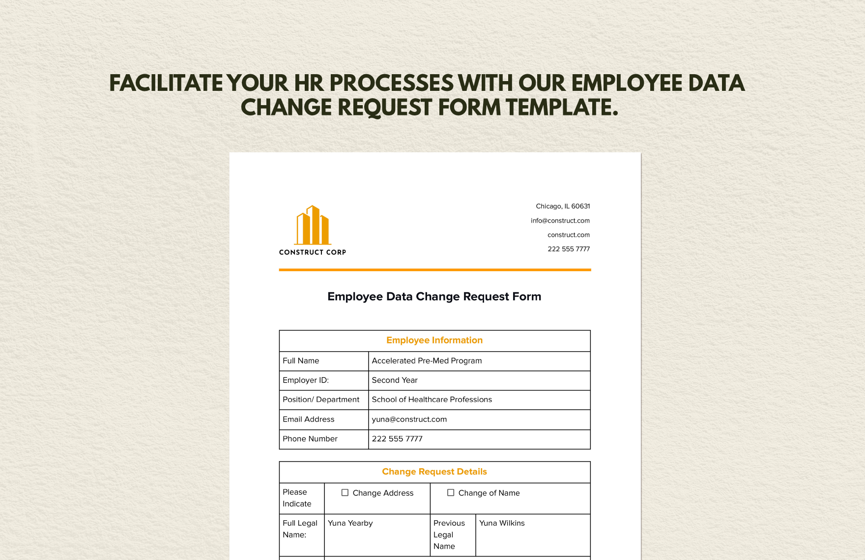 Employee Data Change Request Form