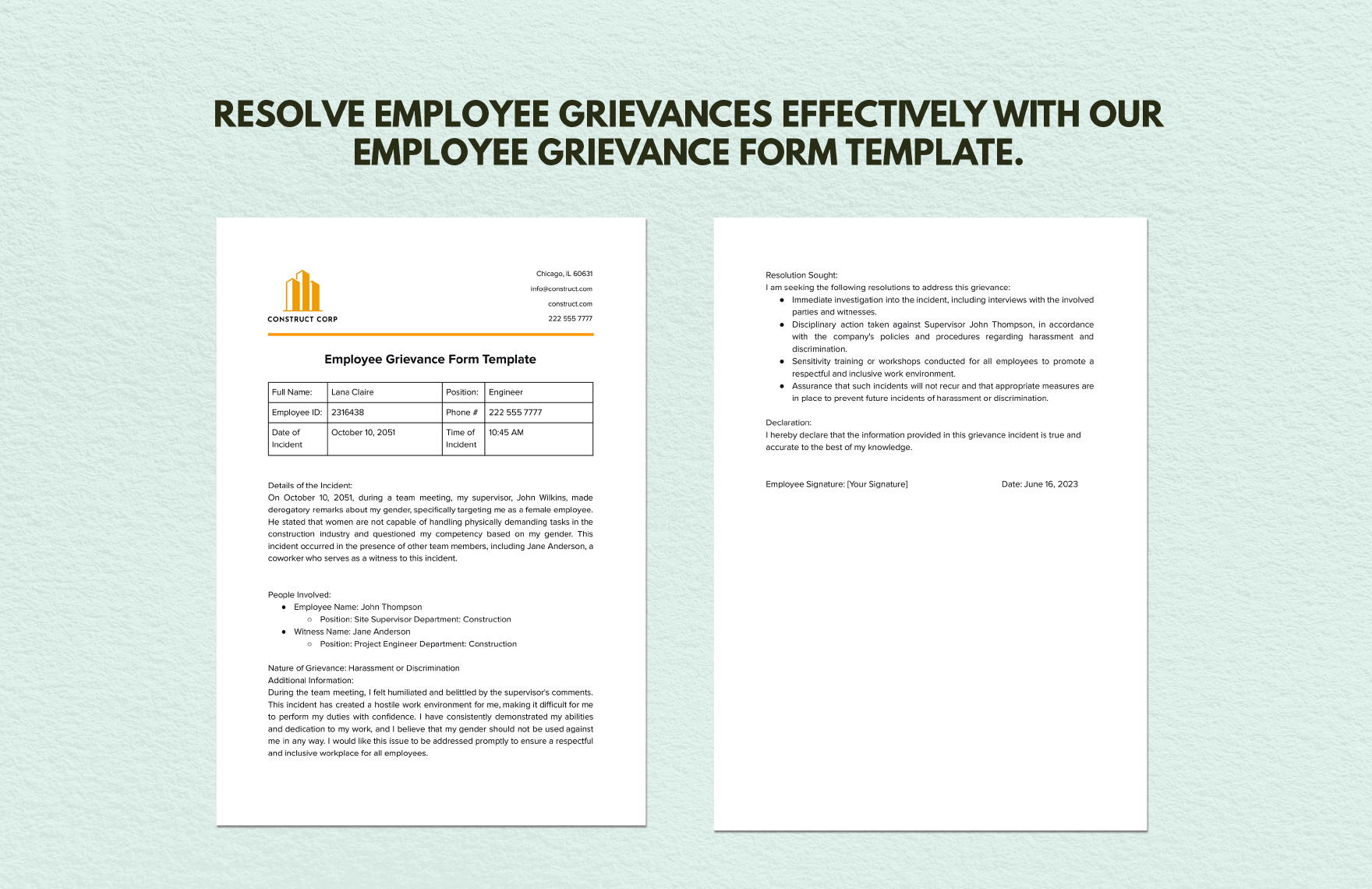 Employee Grievance Form 