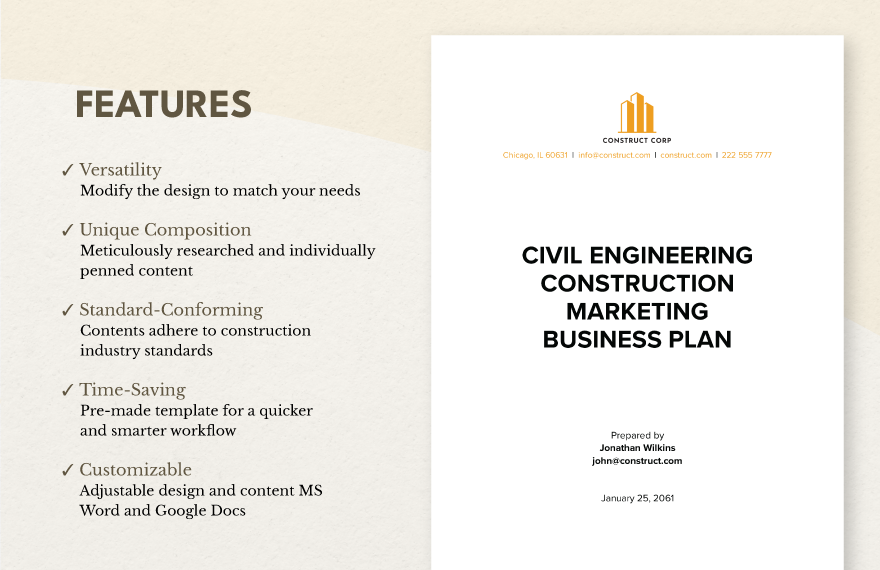 Civil Engineering Construction Marketing Business Plan Template