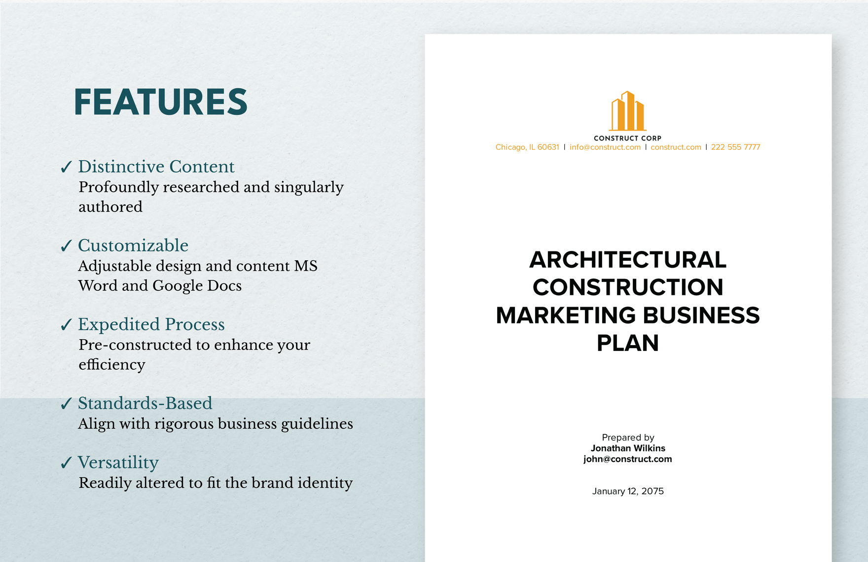 Architectural Construction Marketing Business Plan Template