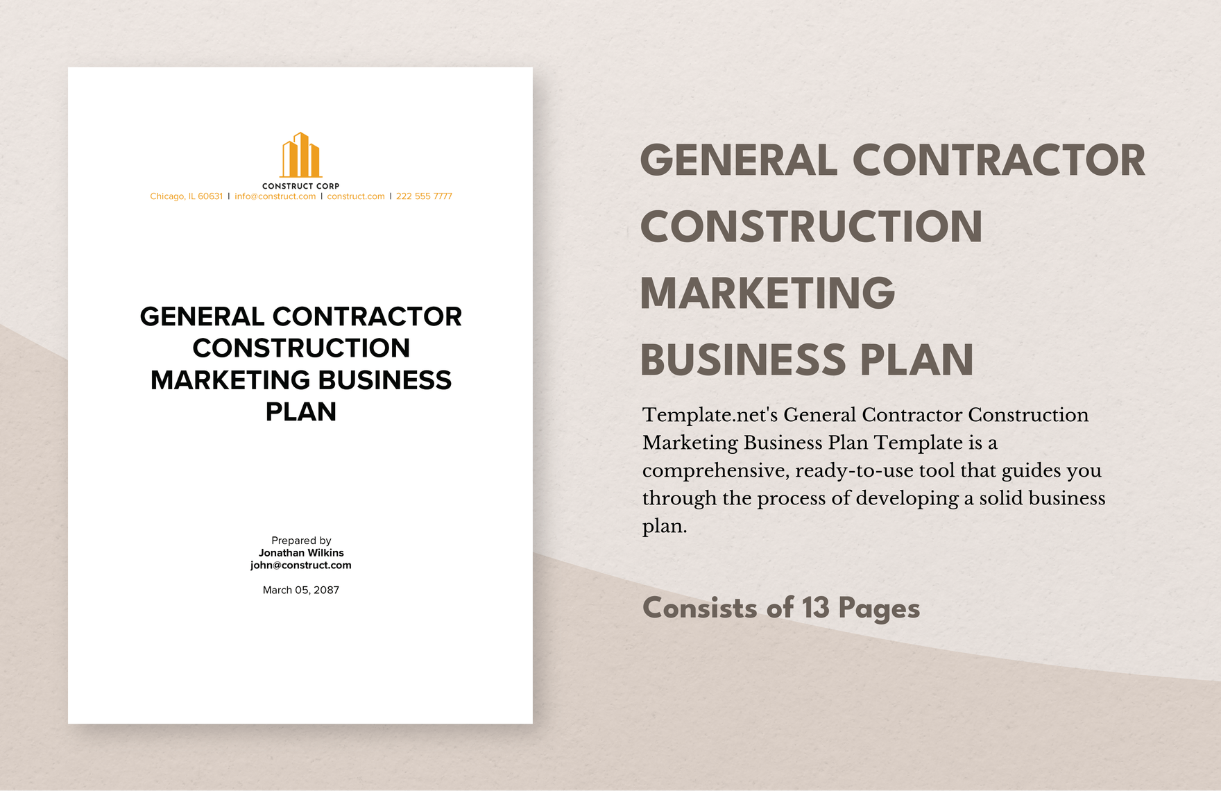 General Contractor Construction Marketing Business Plan Template