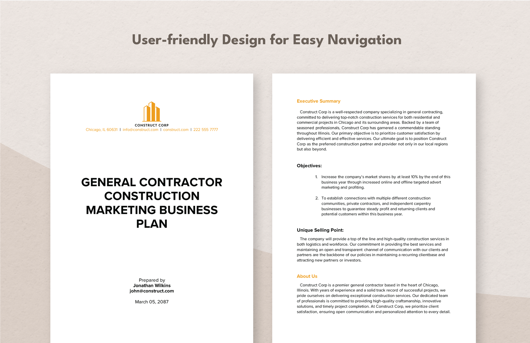 General Contractor Construction Marketing Business Plan Template