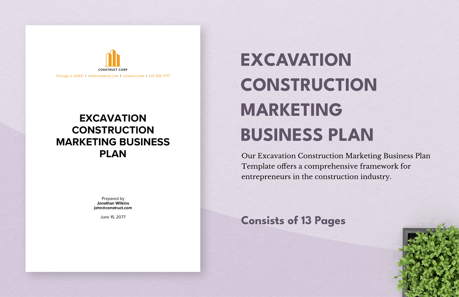 Excavation Construction Marketing Business Plan Template