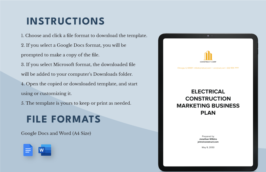 Electrical Construction Marketing Business Plan Template