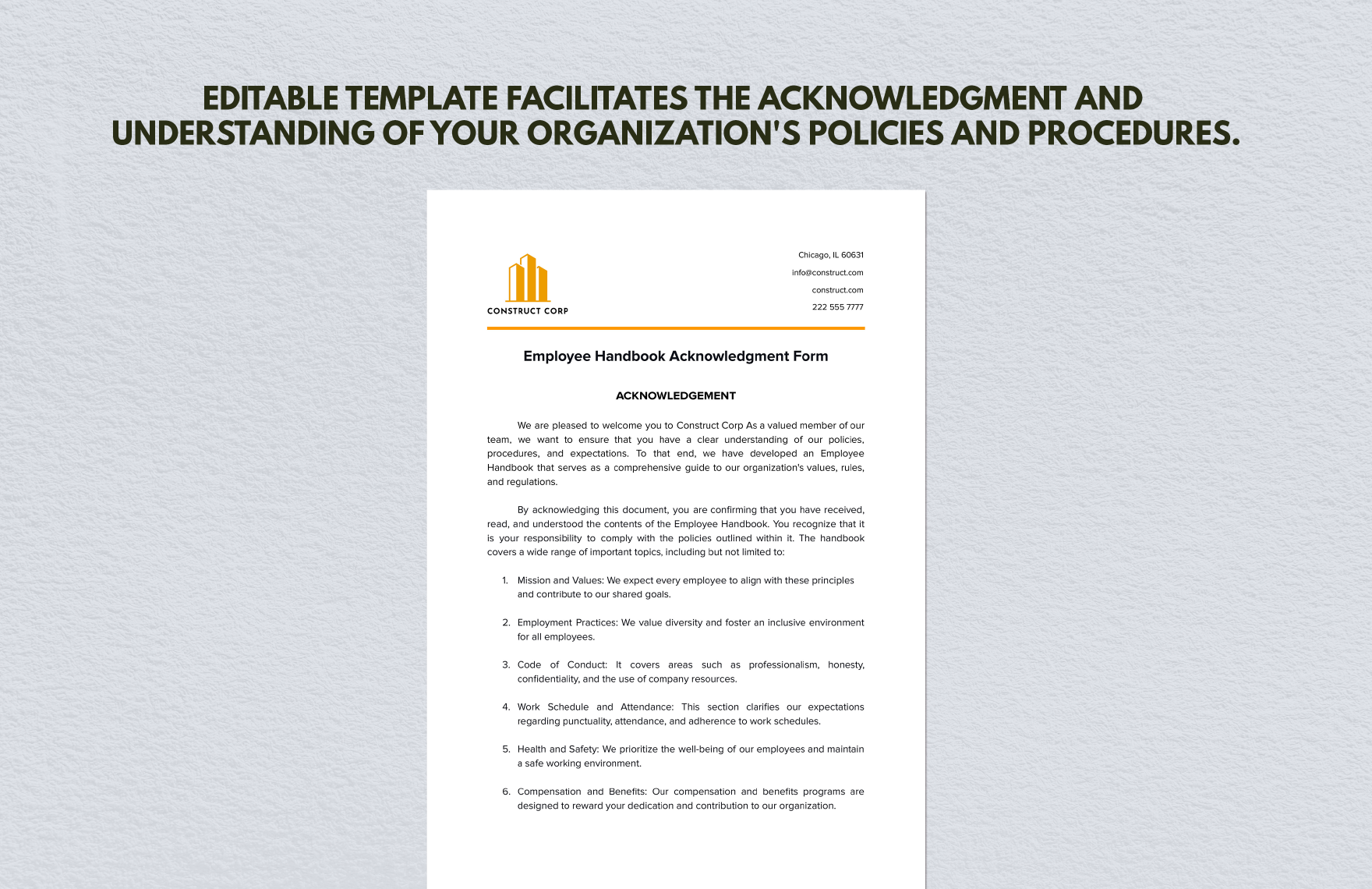 Employee Handbook Acknowledgment Form