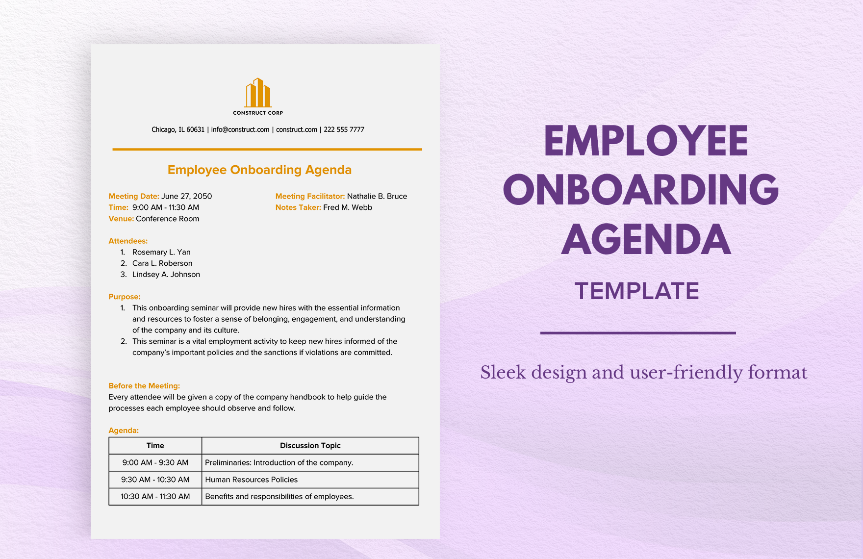 Employee Onboarding Agenda Template