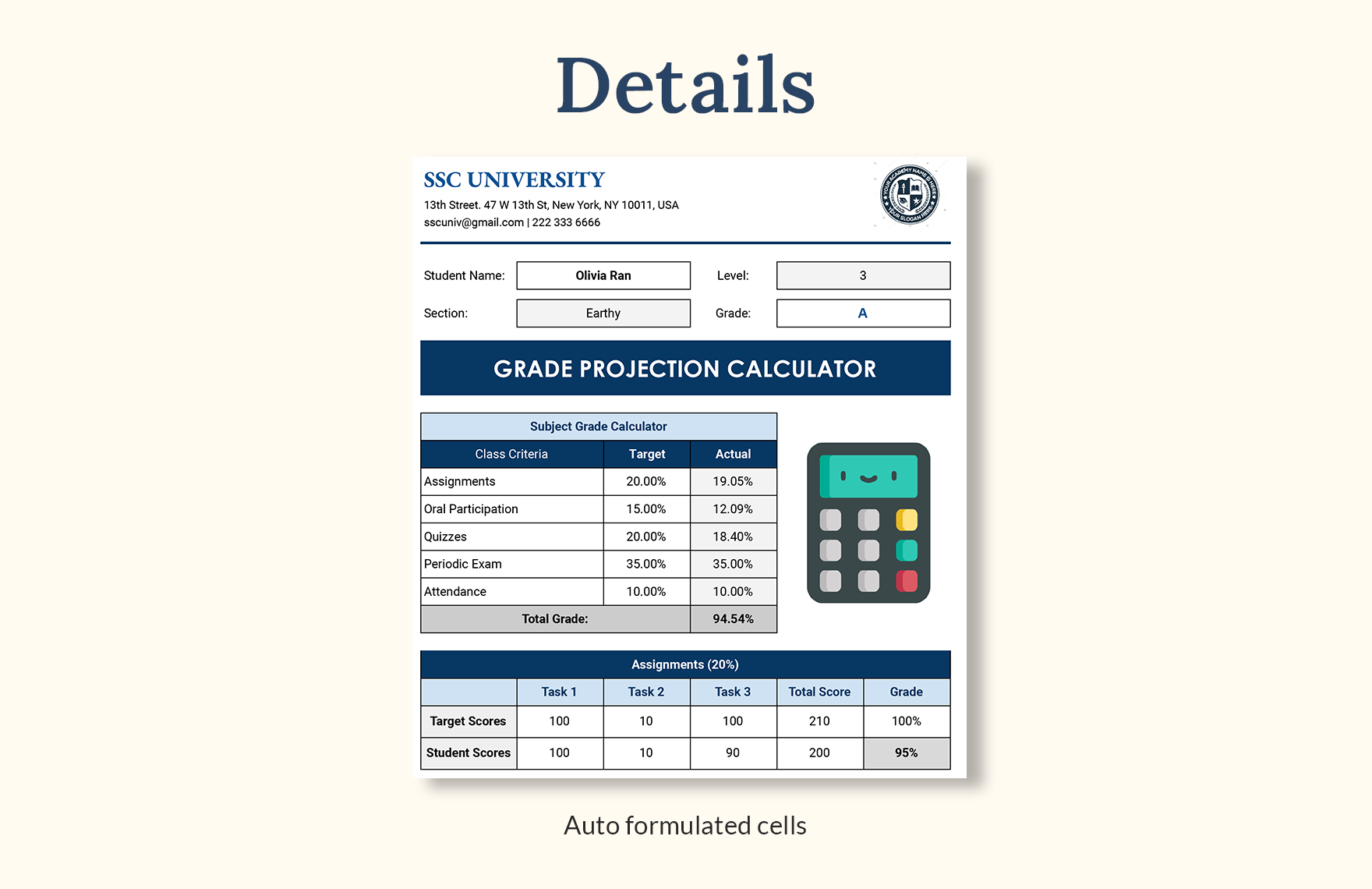 Grade Projection Calculator Template Google Docs Excel Template