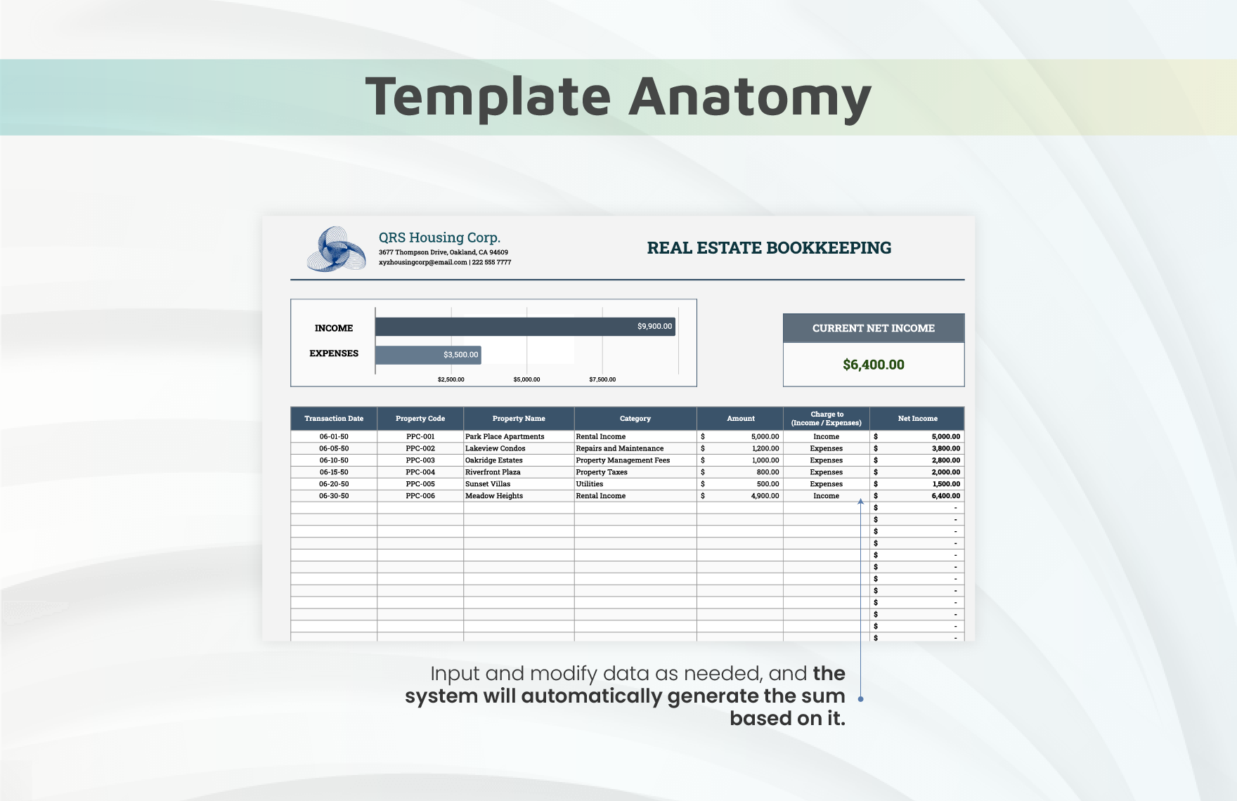 Real Estate Bookkeeping Template