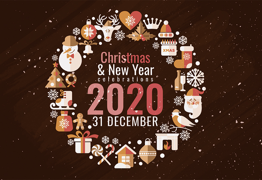 Creative Christmas and New Year Greeting Card Template