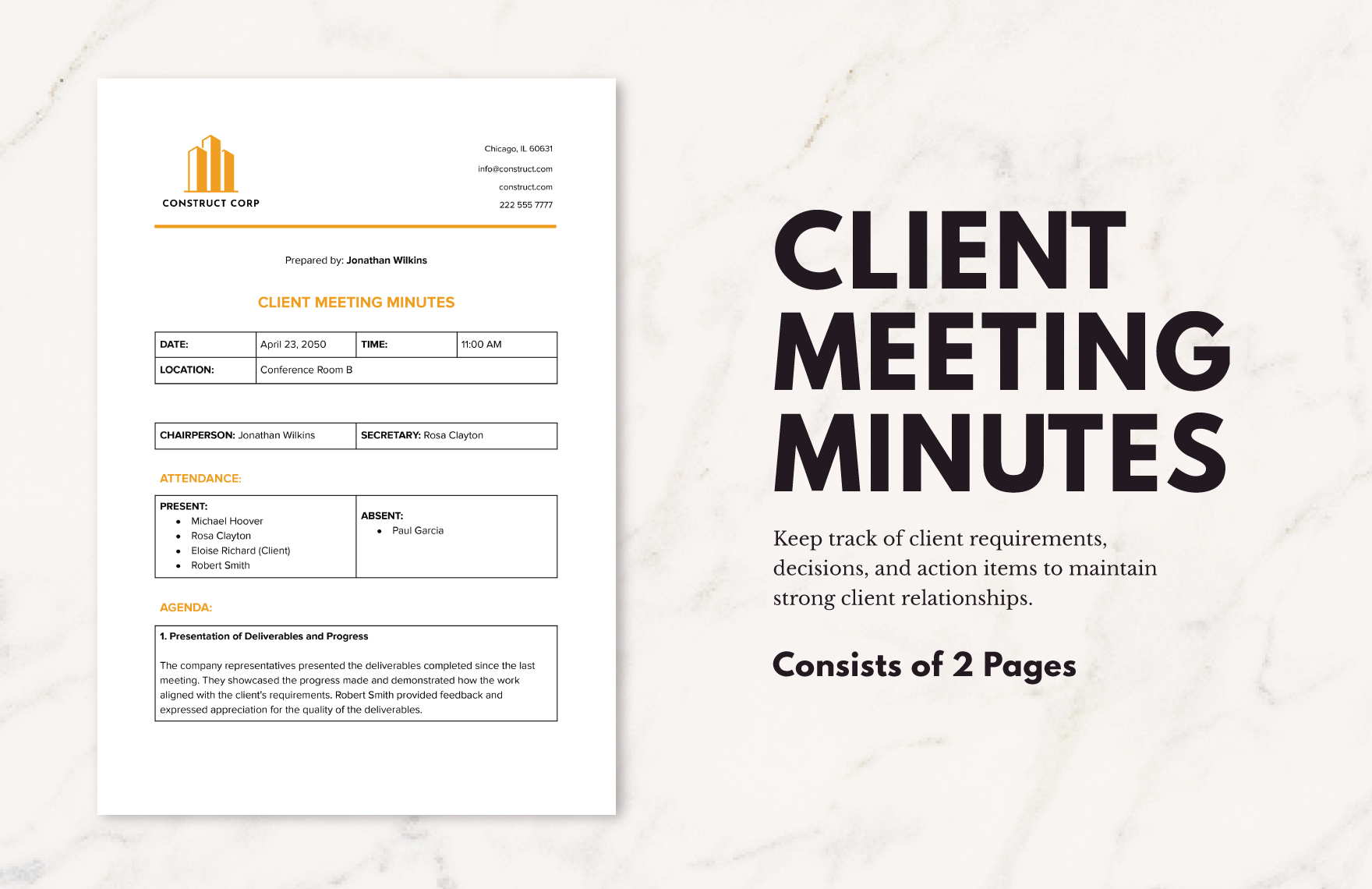 Client Meeting Minutes in Word, Google Docs
