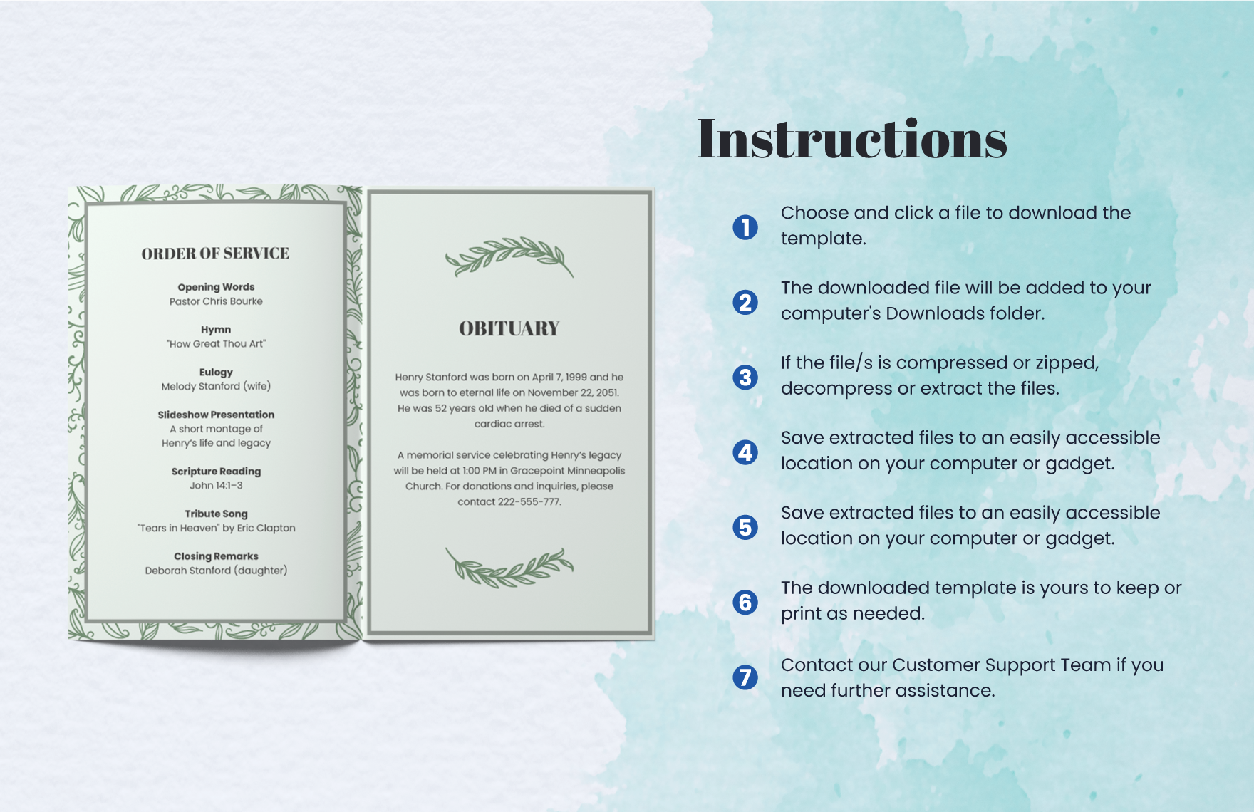 Funeral Order of Service Template