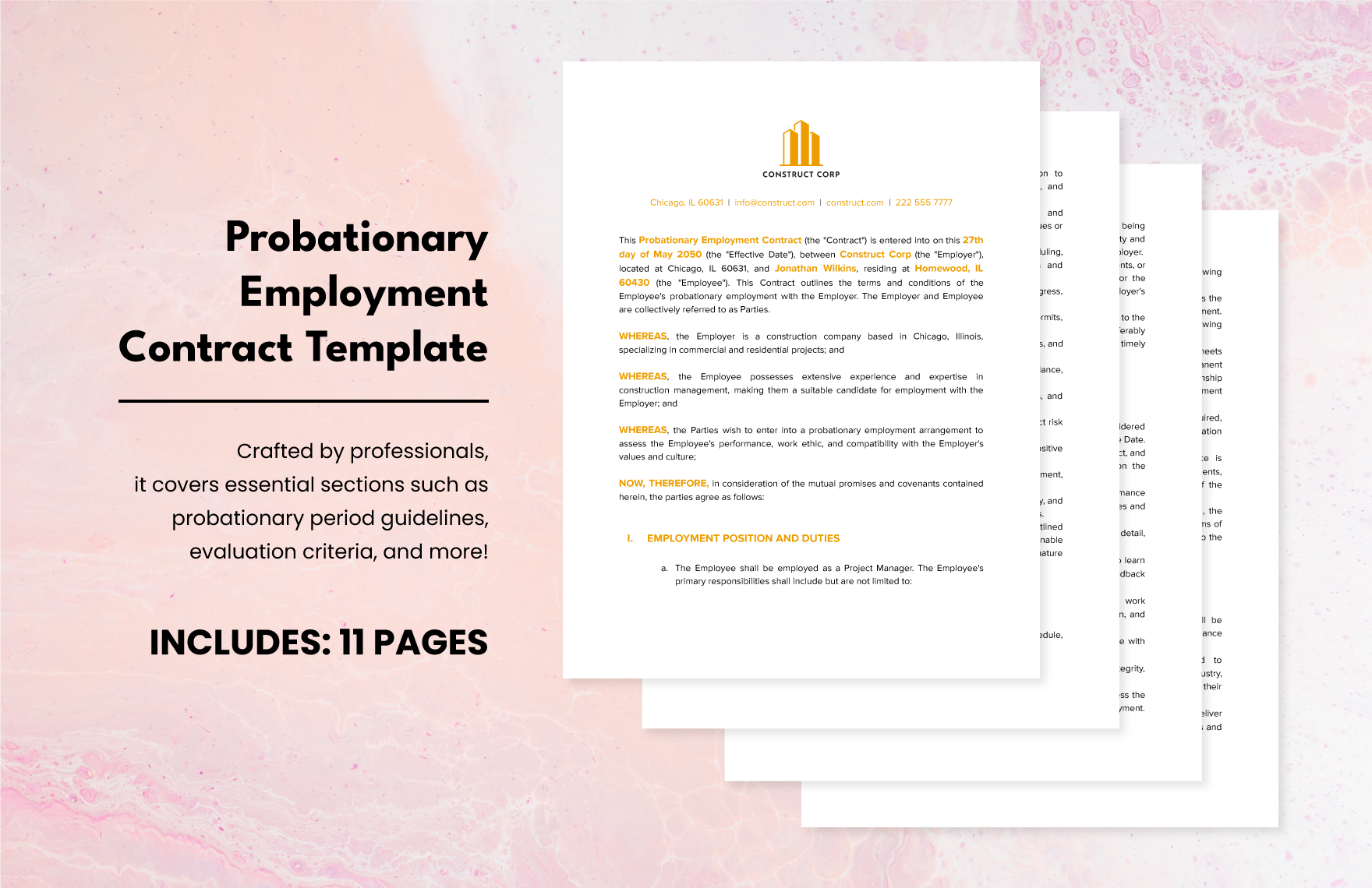 Probationary Employment Contract Template