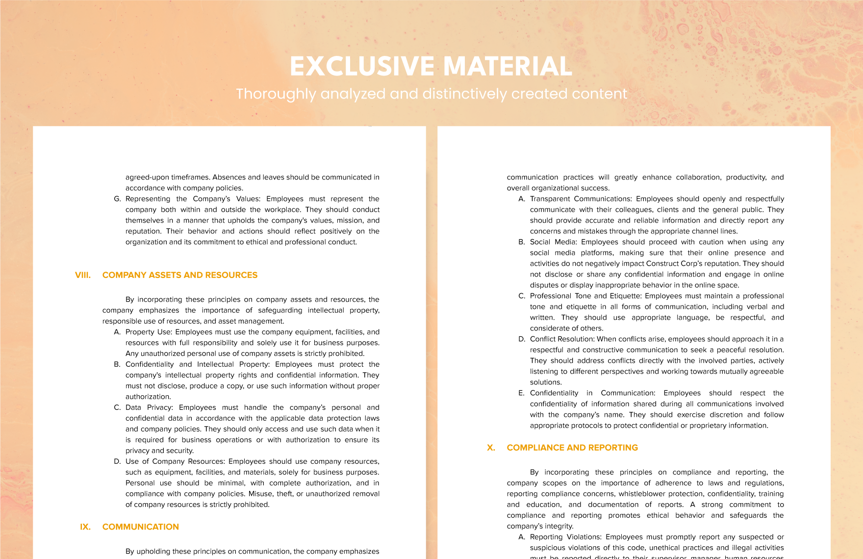 Employee Code Of Conduct Template In Word Download Template