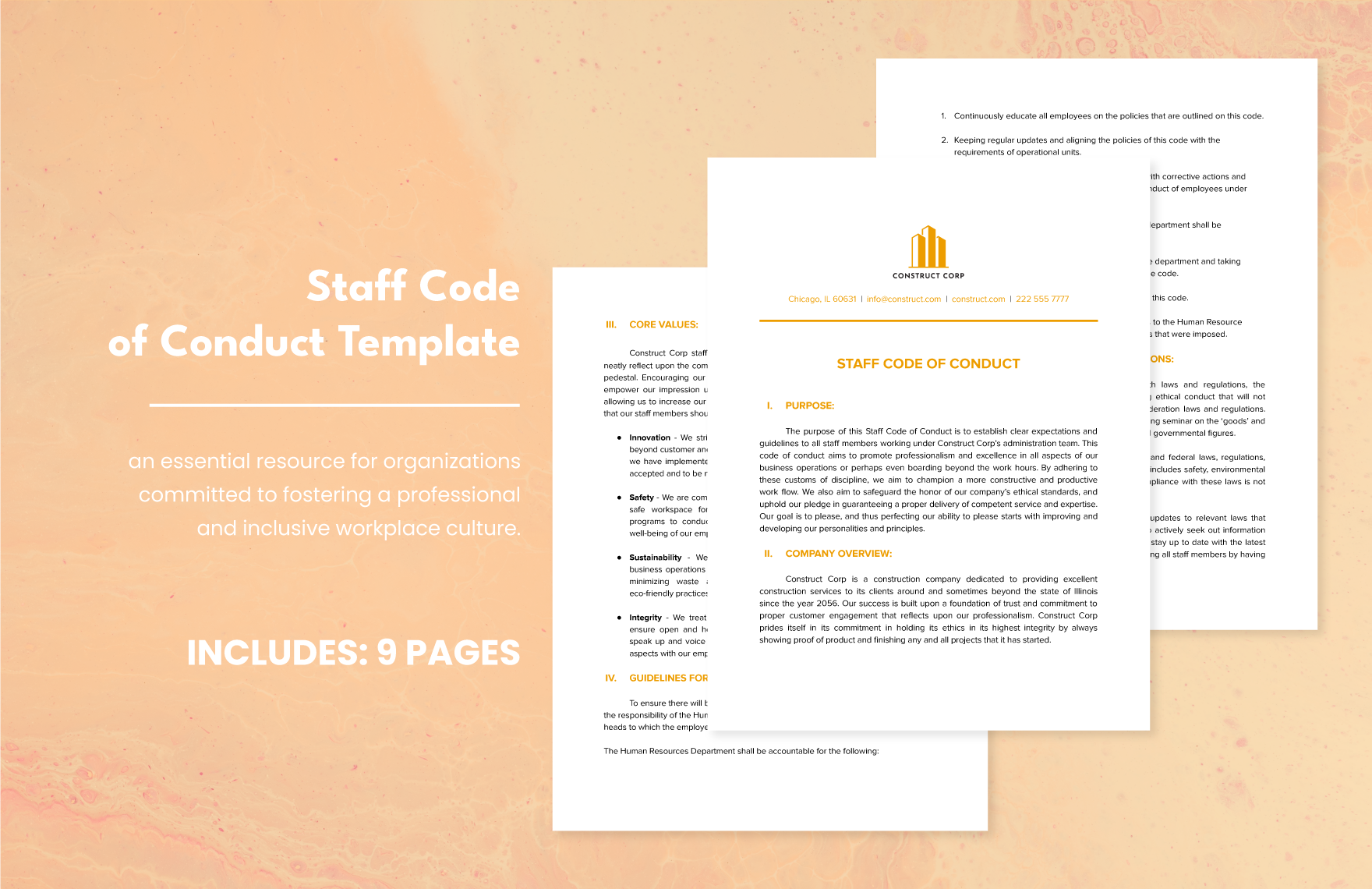 Staff Code of Conduct Template in Word