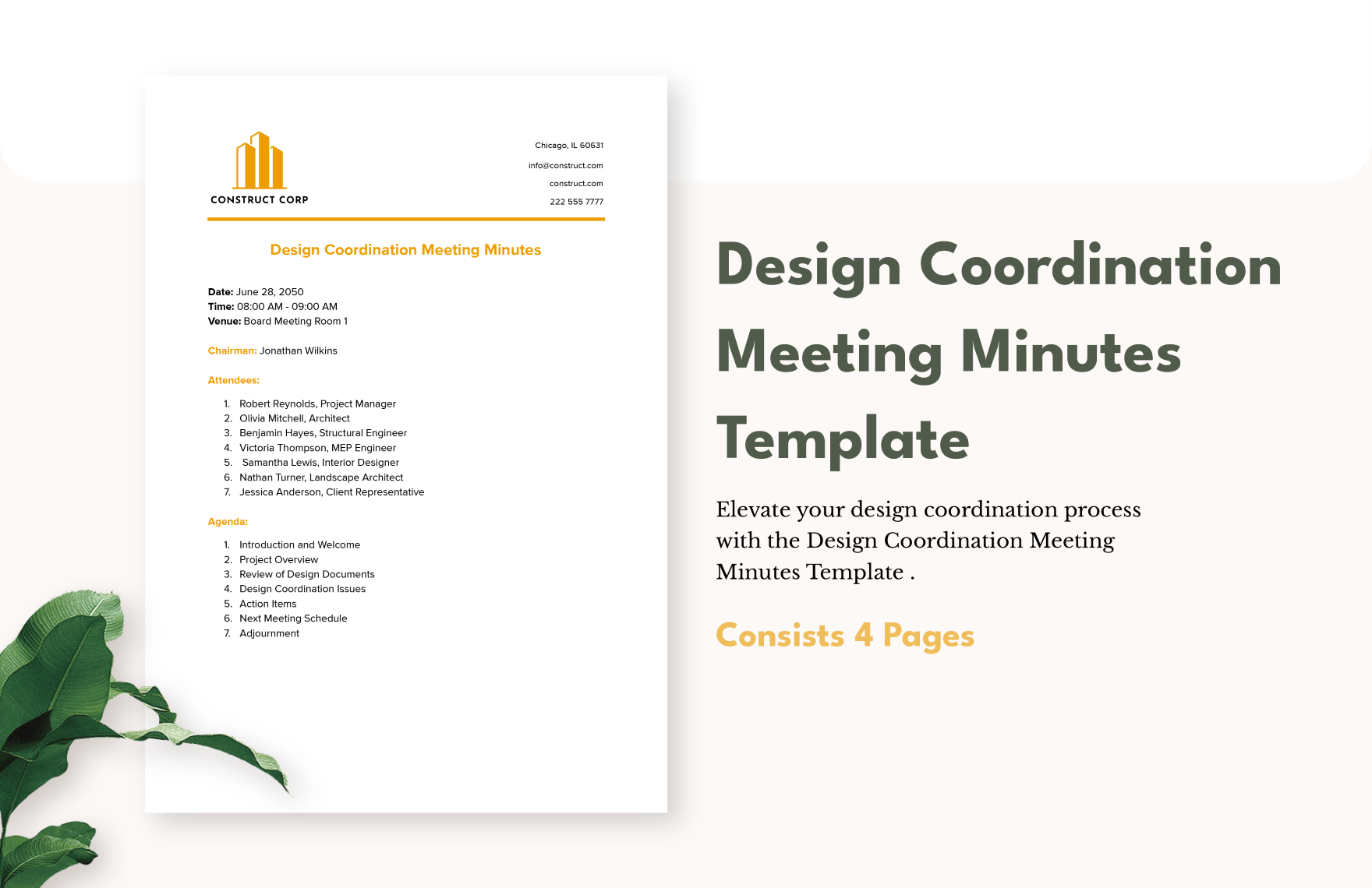 Construction Design Coordination Meeting Minutes Template