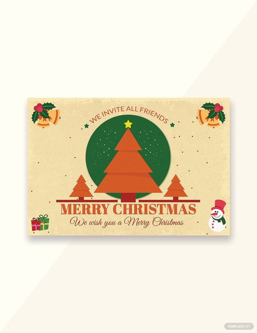 Free Merry Christmas Invitation Card Template
