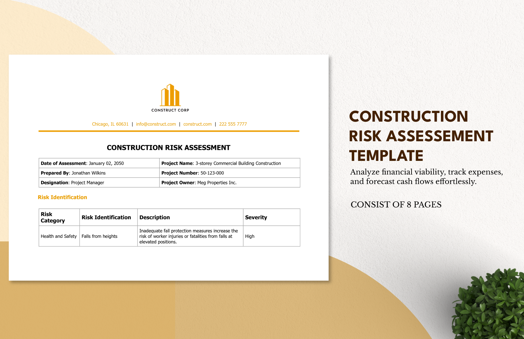 Construction  Risk Assessment Template in Word, Google Docs