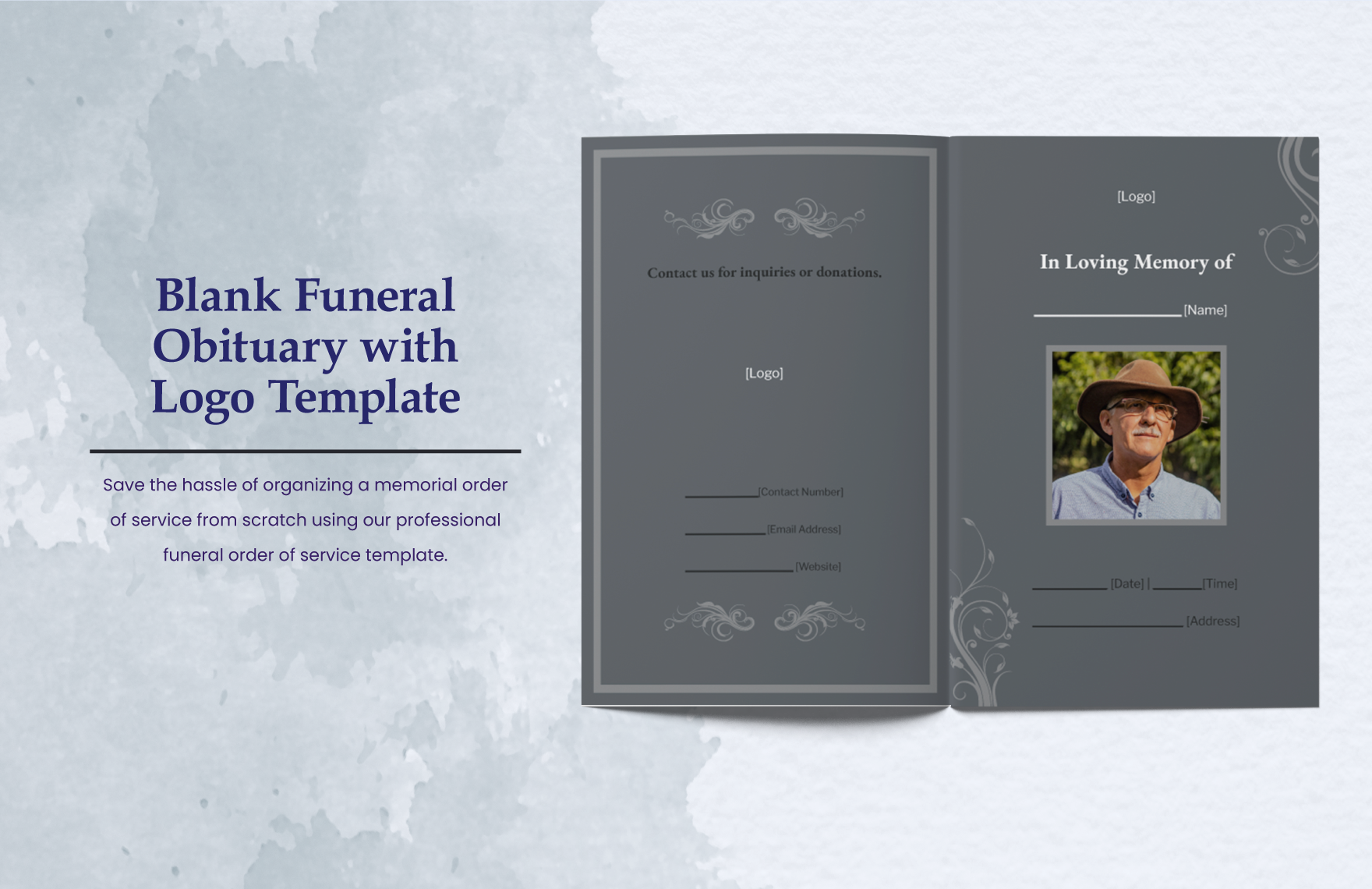 Blank Funeral Obituary with Logo Template