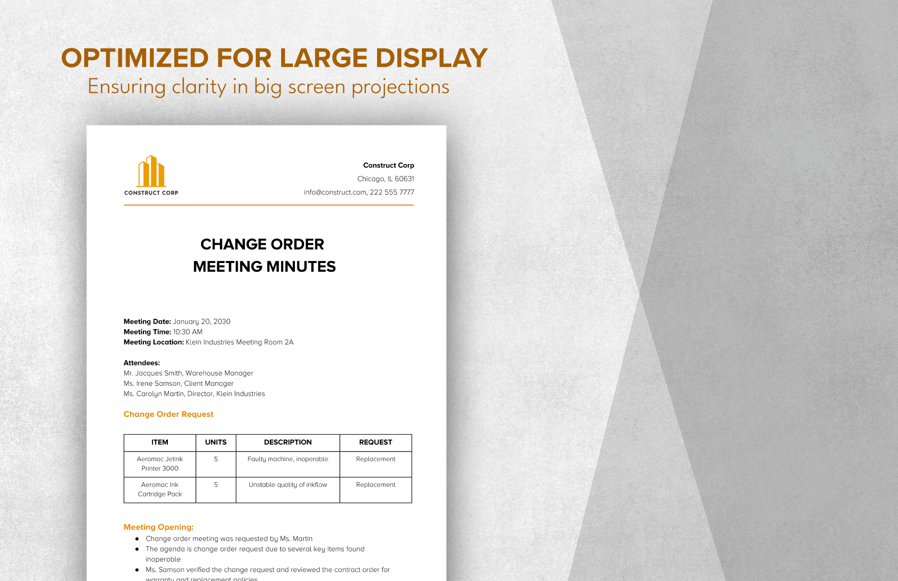 Change Order Meeting Minutes Template
