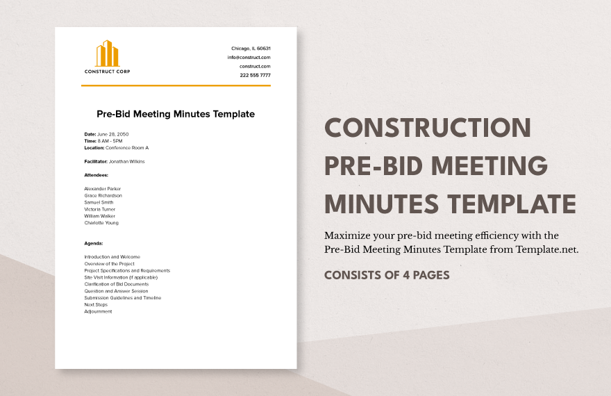 Construction Pre-Bid Meeting Minutes Template