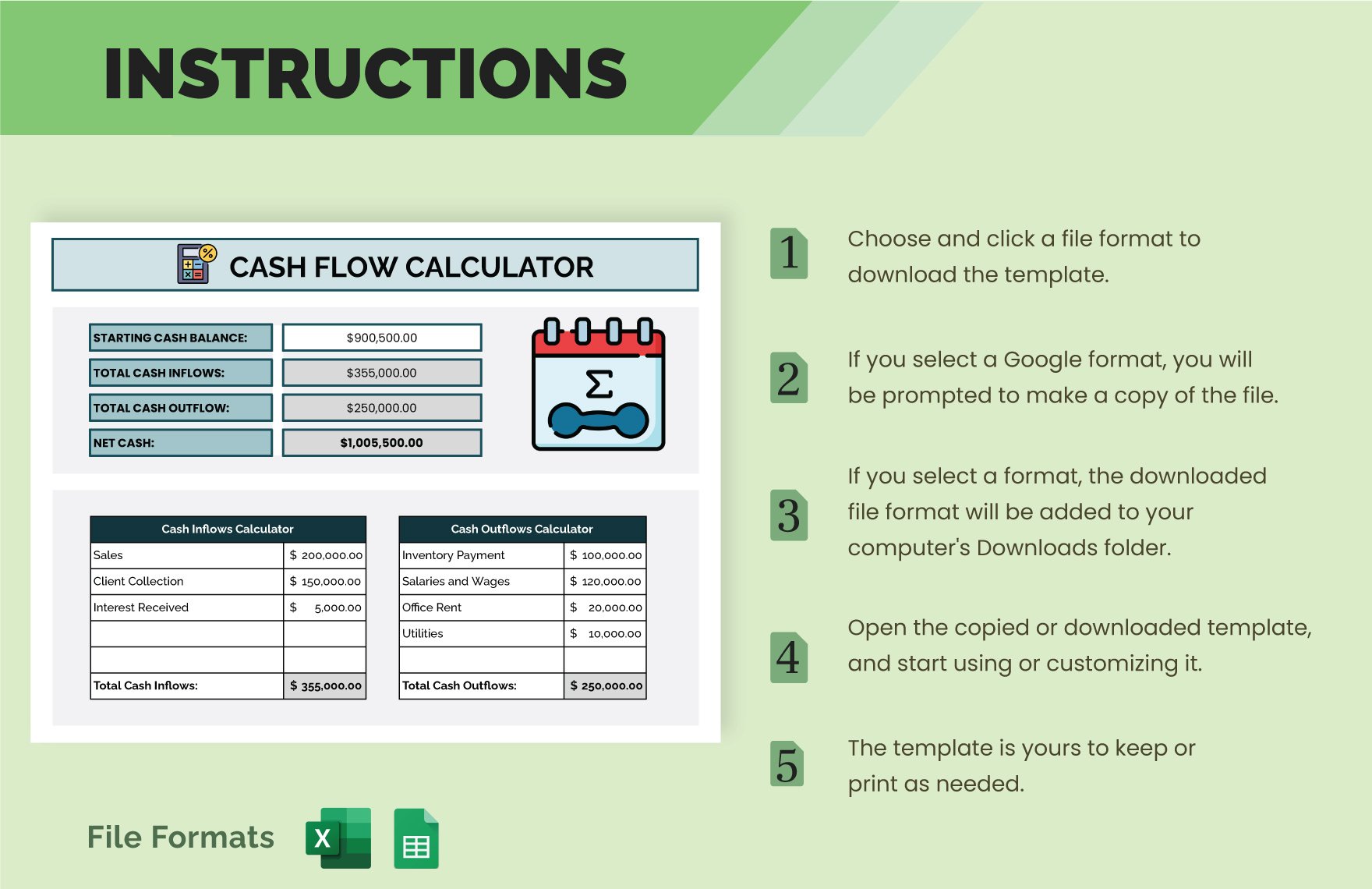 Cash Flow Calculator template