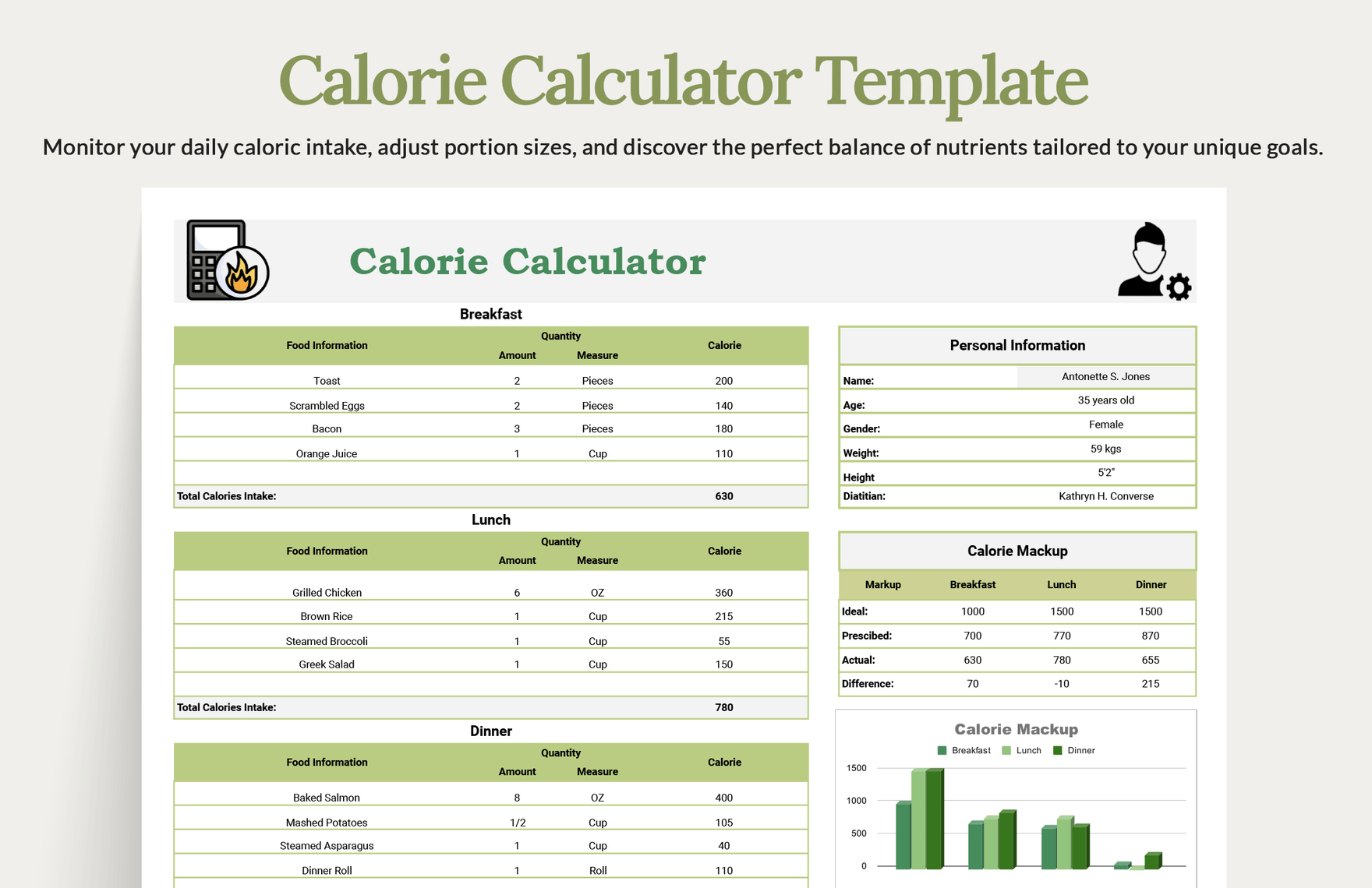 Calorie Calculator Template