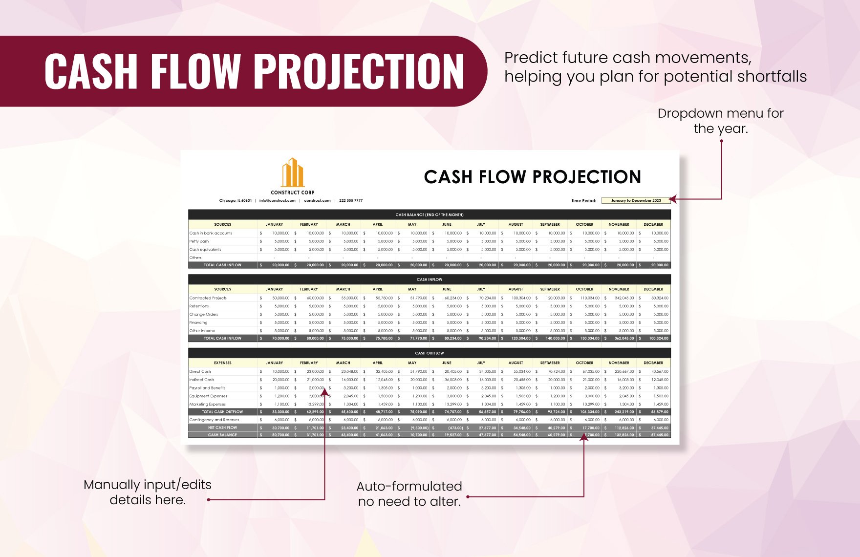 Cash  Flow  Projection  Template