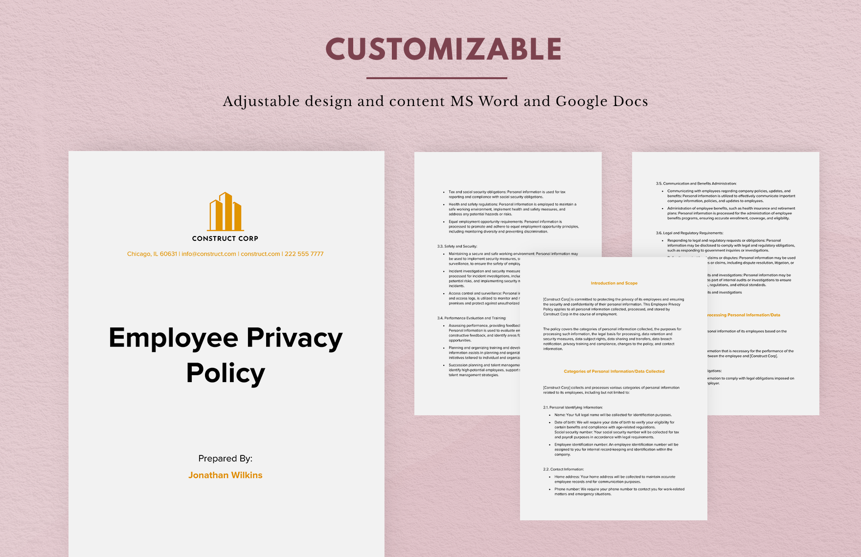 Employee Privacy Policy Template Download In Word Google Docs