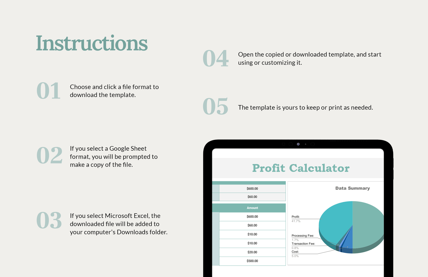 Profit Calculator Template